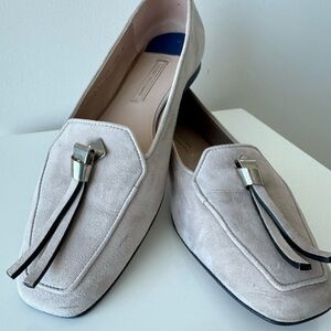 Stuart Weitzman Cream Loafers with Silver Accent